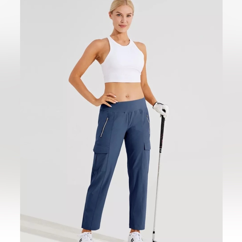 NWT Willit Women's Cargo Golf Trousers Navy Blue Size 8